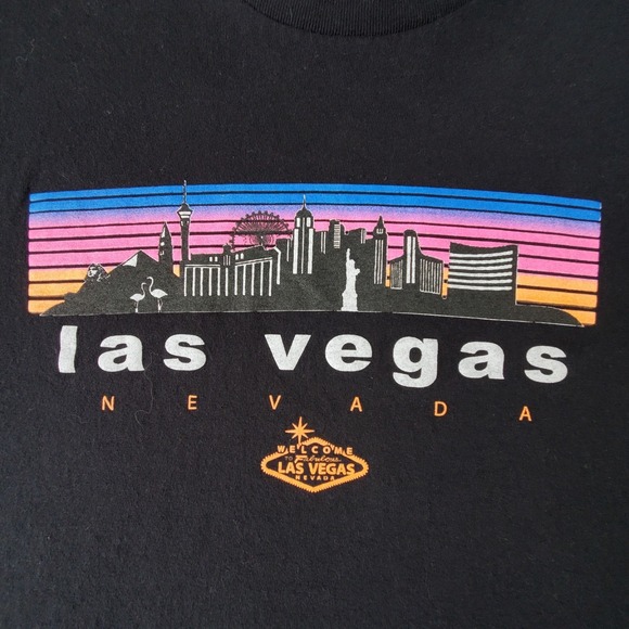Las Vegas Nevada Skyline Graphic T Shirt Mens XL Black Retro Sunset - Picture 3 of 7